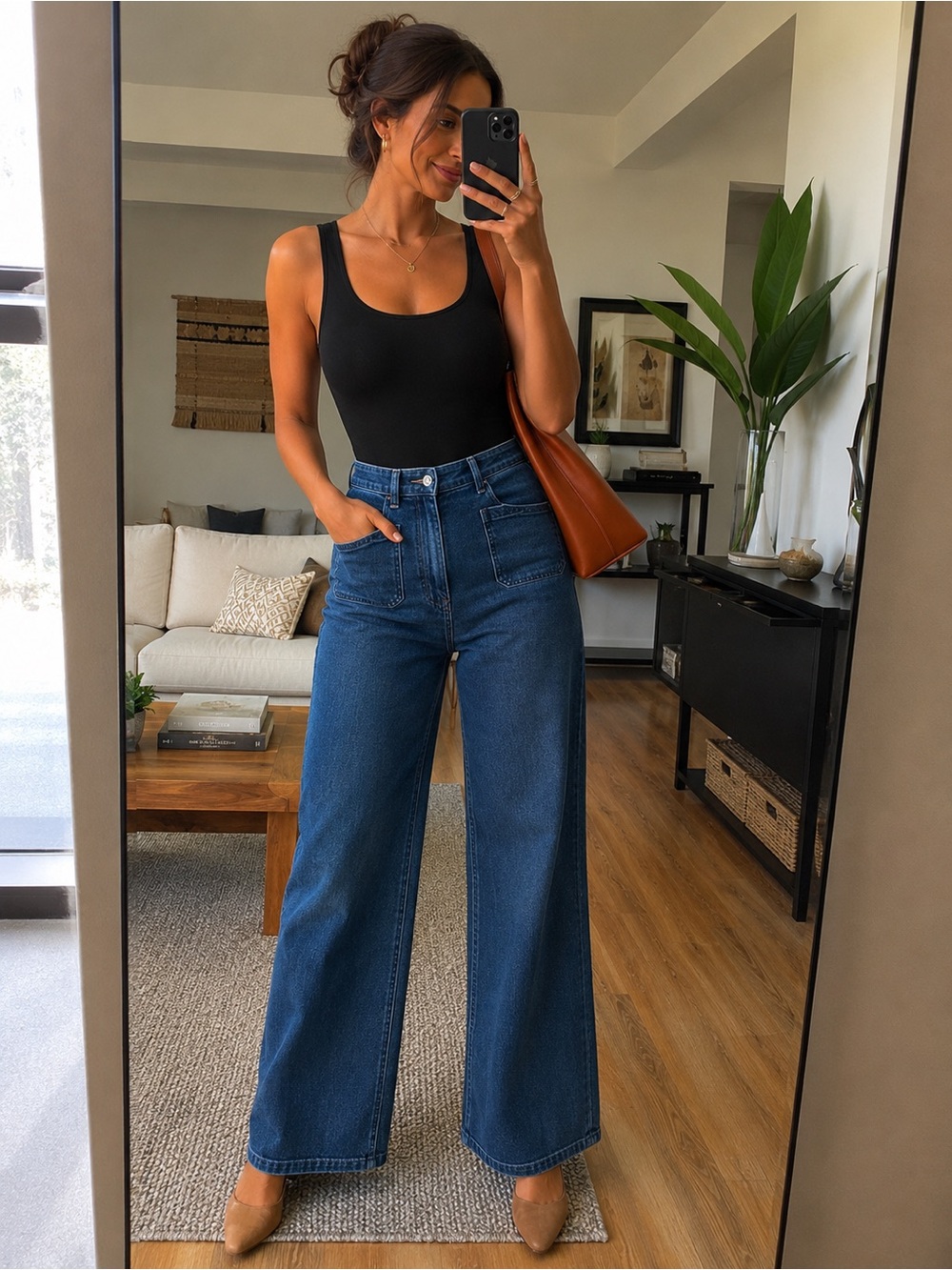 Old Navy Extra High-Rise Wide Leg Jeans Dark Wash Square Pockets Size 12 Flare
